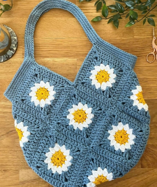 Crochet handmade sunflower shoulder bag