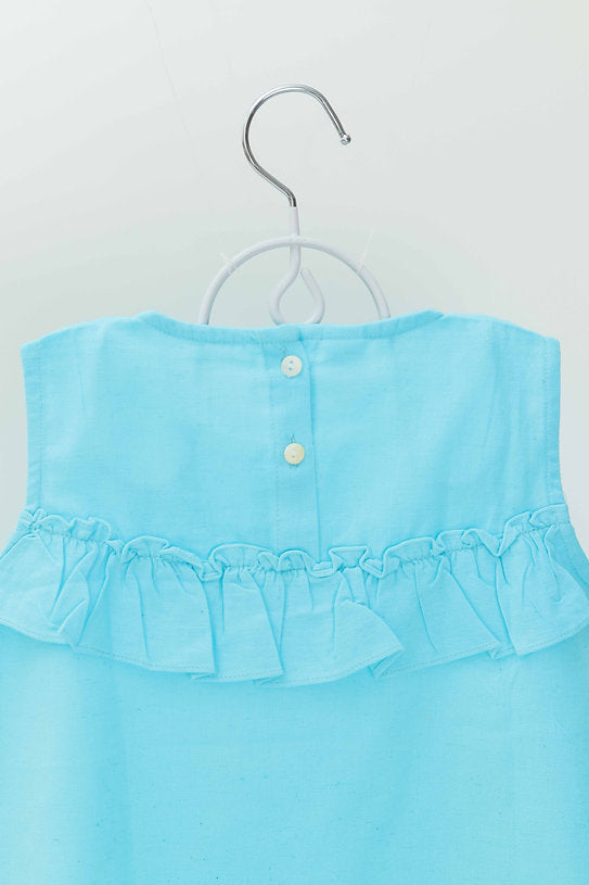 Discover the stylish blue umbrella cotton top for girls, featuring 100% soft, breathable cotton and a unique design, perfect for casual outings and special occasions.