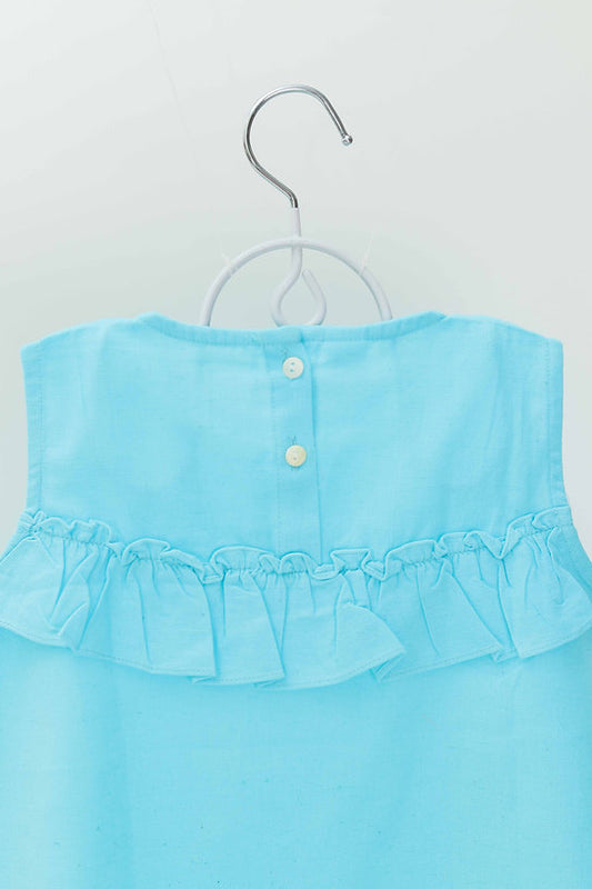Discover the stylish blue umbrella cotton top for girls, featuring 100% soft, breathable cotton and a unique design, perfect for casual outings and special occasions.