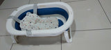 Babyhug Foldable Bathtub with Printed Cushion - Blue White