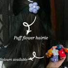 Crochet Puff/Pearl  Flower Rubber Band