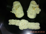 Crochet baby booties and headband