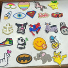 Collection of various colorful patches on a white background