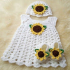 Crochet Frock / Dress with Cute Beanie & Shoes