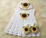 Crochet Frock / Dress with Cute Beanie & Shoes