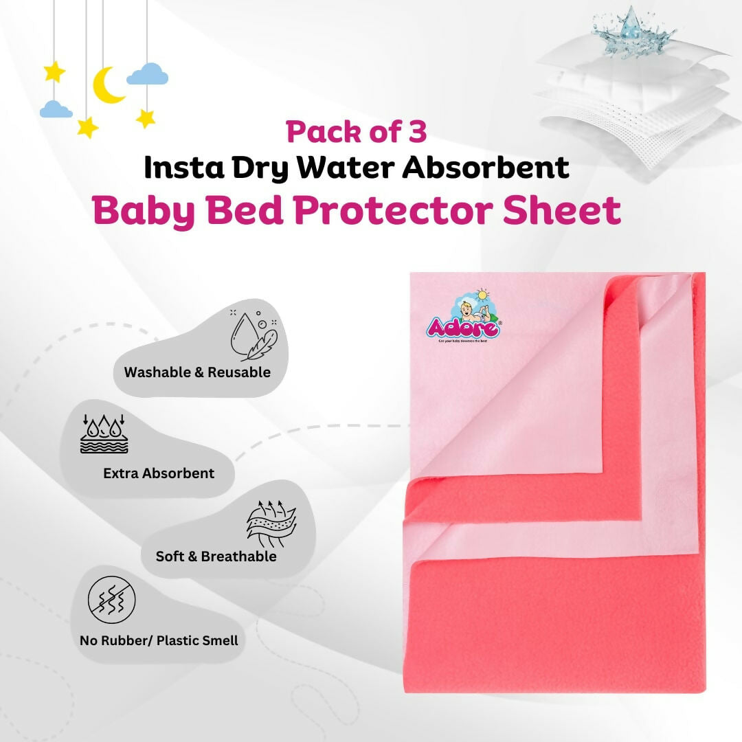 ADORE Instadry/dry sheet Baby Bed Protector Combo-Pack of 3 - PyaraBaby