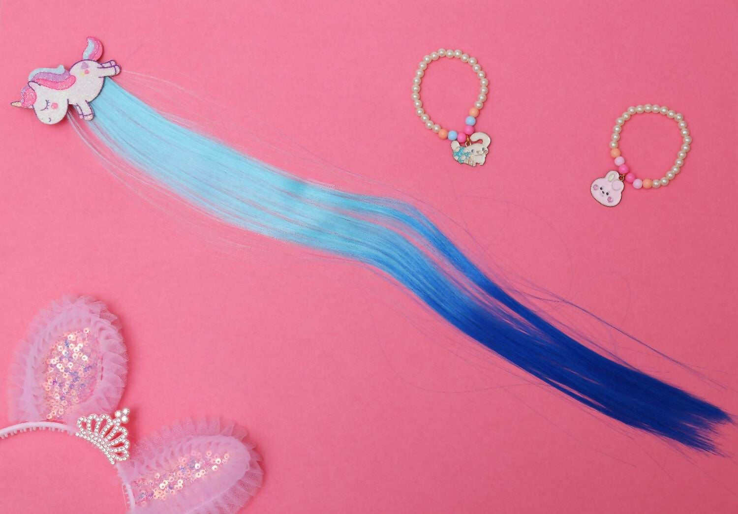 ilearnngrow offers colorful and elegant synthetic hair extensions with beautiful Cartoon Design hair clip to your little girl. 