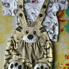 Single Romper 3-6 months New Beige/White - Animal Print - PyaraBaby