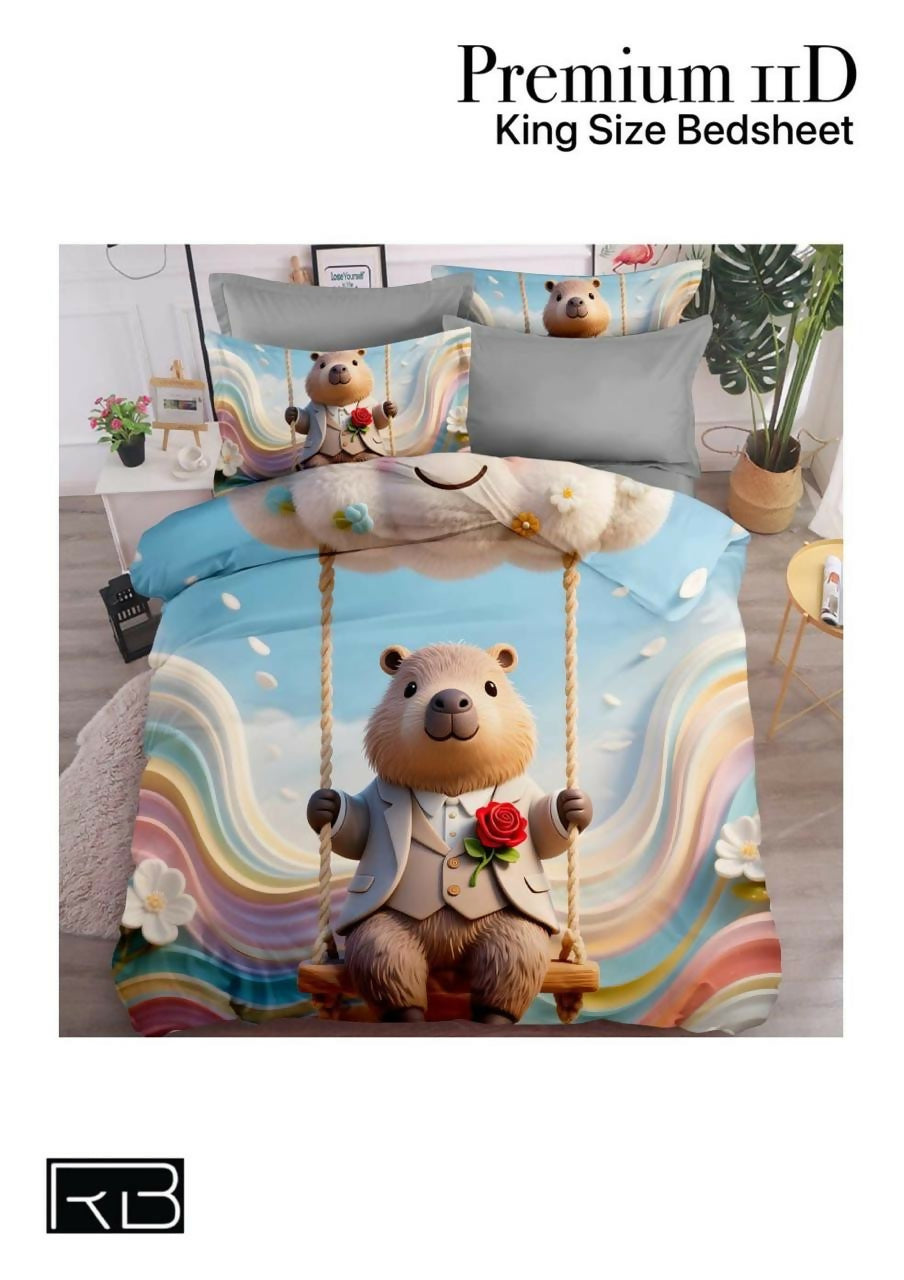 Bedding set with a bear design 
