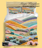Colorful 7D double bed sheets with landscape design 