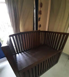 Customised Baby Cot walnut wood with storage, Dimensions: 29” x 49” × 40" inches