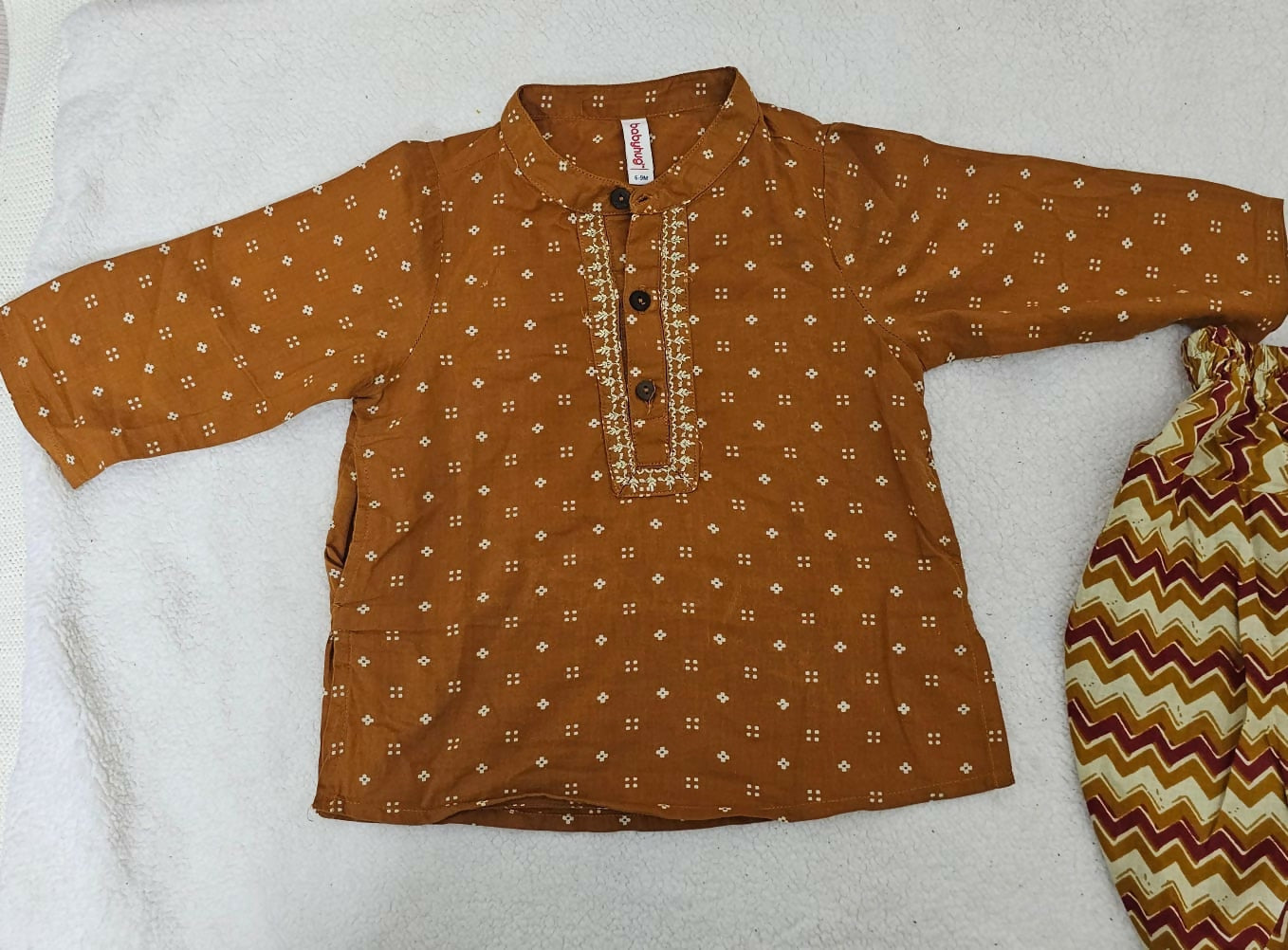 BABYHUG Brown Kurta & Dhoti – ethnic outfit for babies, soft fabric, comfortable design, perfect for festive occasions.