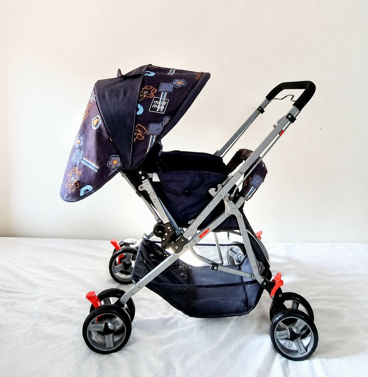 Mee Mee Baby Stroller Foldable Reclining Lightweight Pram Navy