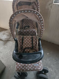 BABYHUG Twinster Easy Foldable Twin Stroller/Pram  - Coffee Brown