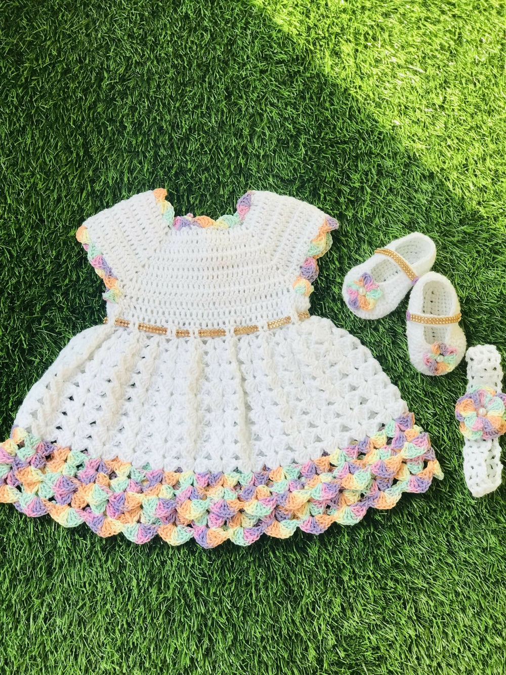 Shaded Frock With Booties and Hairband
