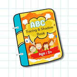 ABC Tracing and Shadow Book for kids featuring alphabet tracing and shadow-matching activities designed to encourage letter recognition, pre-writing practice, visual observation, fine motor skills and early learning.