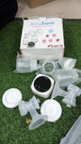ACCUSURE electric double breast pump with dual milk collection, adjustable suction levels, soft breast shields, and efficient milk expression for comfortable breastfeeding support.