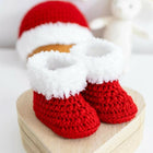Handmade baby booties and beanie set, customizable with premium yarn for warmth, comfort, and a personal touch.