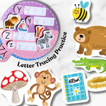 Alphabet Busy Book for toddlers featuring fun and interactive ABC activities designed to encourage letter recognition, matching, fine motor skills, visual learning and early vocabulary development through play.
