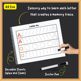 EDUSTAR Alphaprint Spiral Tracing Book featuring reusable alphabet tracing activities designed to introduce letter formation, handwriting practice, fine motor control and hand-eye coordination through engaging early learning exercises.