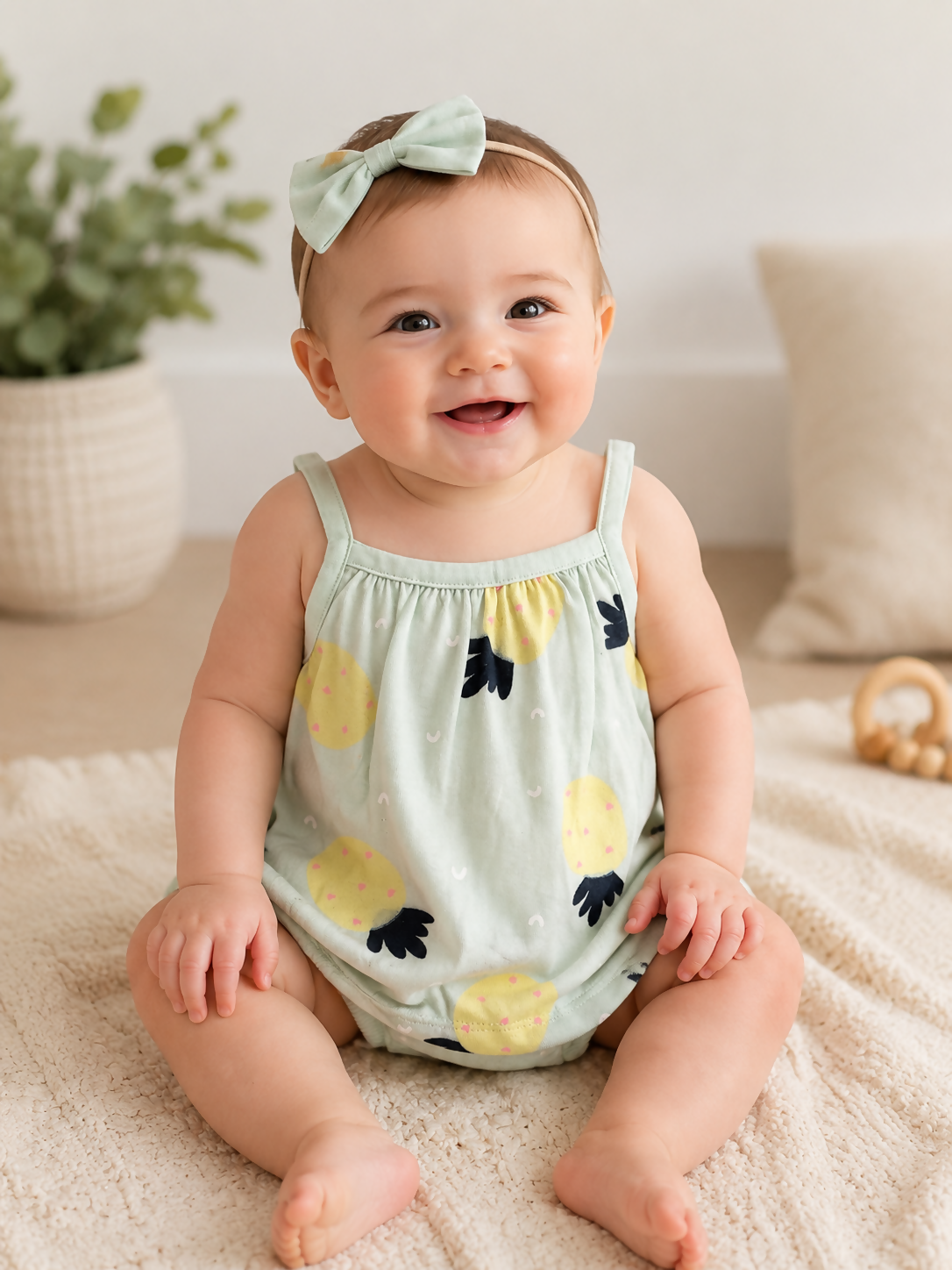 Anko baby dress in light pista colour for 0–3 months, featuring soft breathable fabric, a comfortable fit, and a charming design for everyday wear and special occasions.