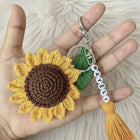 Sunflower keychain with a tassel