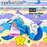 MOKSHAY TEENS Superking kids bedsheet set with cartoon design on a colorful background