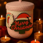 Decorative woven basket with 'Merry Christmas' text