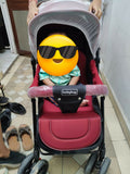 Babyhug stroller/pram with a reclining seat, 5-point safety harness, adjustable canopy, smooth wheels, spacious storage basket, and a lightweight foldable design for comfortable everyday travel.