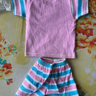 Half Sleeves with Shorts cotton dress for Girls - Pink and stripes design 3-6 months - PyaraBaby