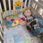 Wooden baby crib with storage, mattress, and bumper featuring sturdy wooden construction, spacious sleeping area, built-in storage, protective bumpers, and comfortable support for babies.
