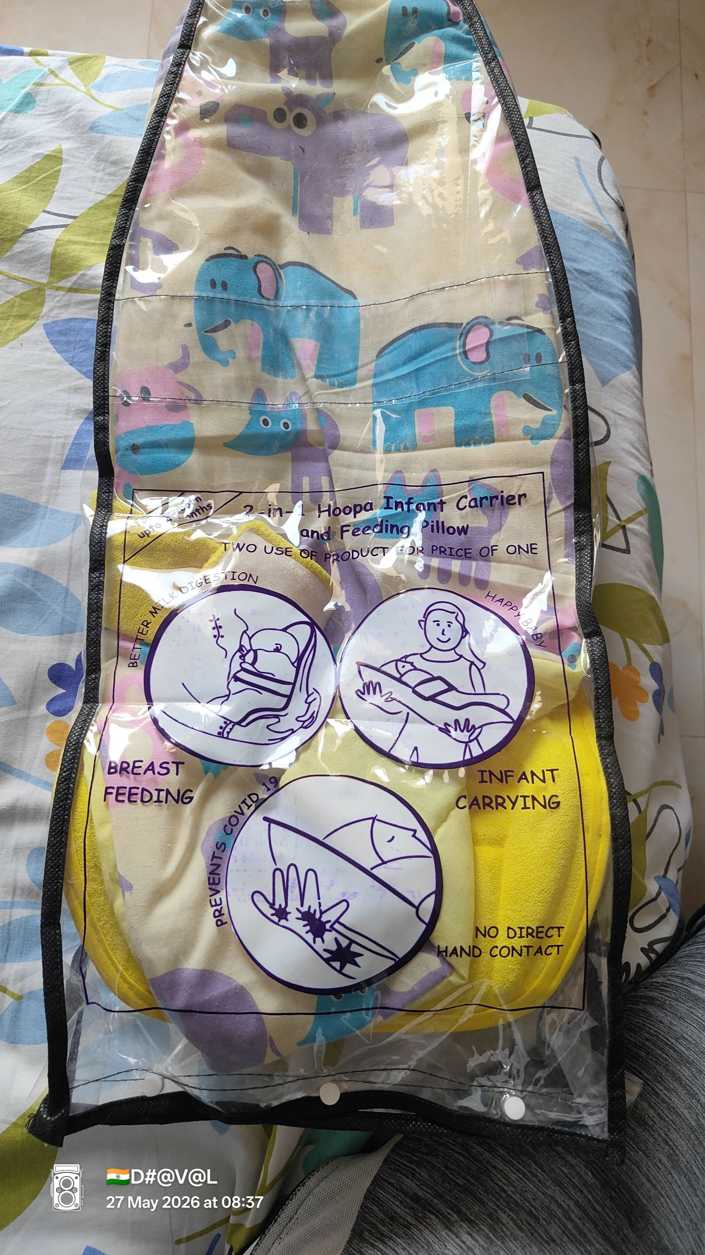 Hoopa 2 in 1 feeding pillow with soft cushioned support, ergonomic design, versatile nursing functionality, and comfortable positioning for babies and breastfeeding mothers.