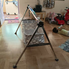 Steel Cradle for Baby featuring a sturdy metal frame, comfortable sleeping space, gentle rocking design, and durable construction for soothing and resting newborns and infants.