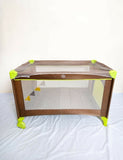LUVLAP Sunshine Baby Playpen Travel Cot Foldable with Mosquito Net featuring a foldable design, breathable mesh sides, secure frame, zip entry, comfortable sleeping space, and protective mosquito net for babies.