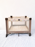 Graco Pack 'N Play Baby Playard Portable Travel Cot B138 in Some Used condition featuring foldable design, breathable mesh sides, animal print, and a spacious enclosed area for supervised play and rest.