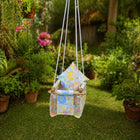 Baby Swing with gentle rocking motion, comfortable padded seat, safety harness, sturdy frame, and soothing design to help keep babies relaxed, entertained, and comfortable during supervised rest.