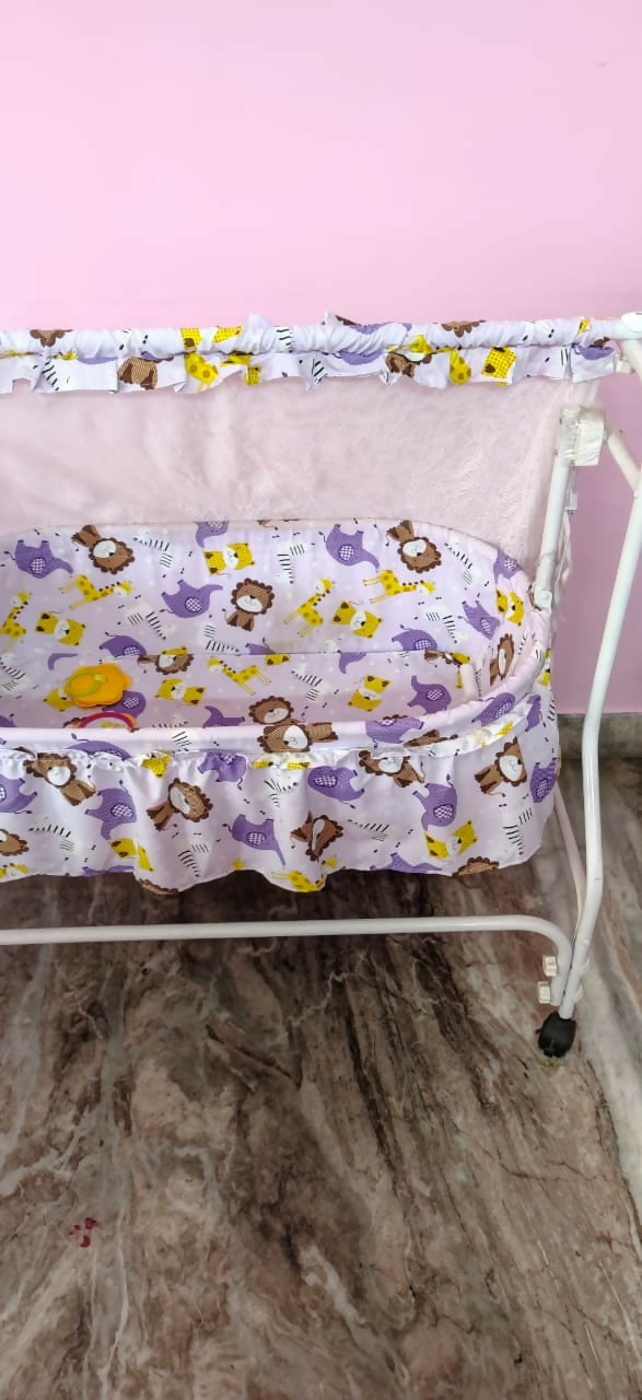 BABYHUG Cozy Nest Baby Cradle with Mosquito Net in Almost New condition featuring a comfortable sleeping space, protective mosquito net, and gentle cradle design for baby's everyday rest and relaxation.
