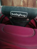 Babyhug stroller/pram with a reclining seat, 5-point safety harness, adjustable canopy, smooth wheels, spacious storage basket, and a lightweight foldable design for comfortable everyday travel.