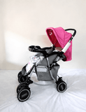 Babyhug Reversible Handle Baby Stroller Pram B118 with reclining seat, reversible handle, 5-point safety harness, protective canopy, smooth wheels, and foldable design for comfortable everyday outings with babies and toddlers.