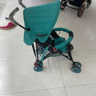 BABYHUG Agile Lightweight Baby Stroller in Blue & Black, Preloved New condition, featuring compact umbrella fold, adjustable canopy, rear wheel brakes, front swivel wheels, and a travel-friendly design for convenient outings.
