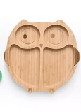 Bamboo plate with a strong silicone suction base, divided sections, smooth rounded edges, and eco-friendly food-grade construction for mess-free baby and toddler mealtimes.