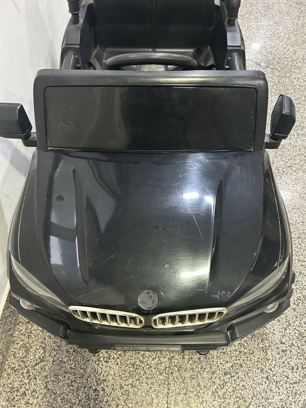 Battery Powered Ride-On Jeep for Toddlers in Some Used condition featuring a fun jeep-style design, comfortable seat, steering wheel, and rechargeable battery-powered operation for supervised indoor and outdoor play.