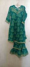 Beautiful Green Color Peplum Top and Garara Set