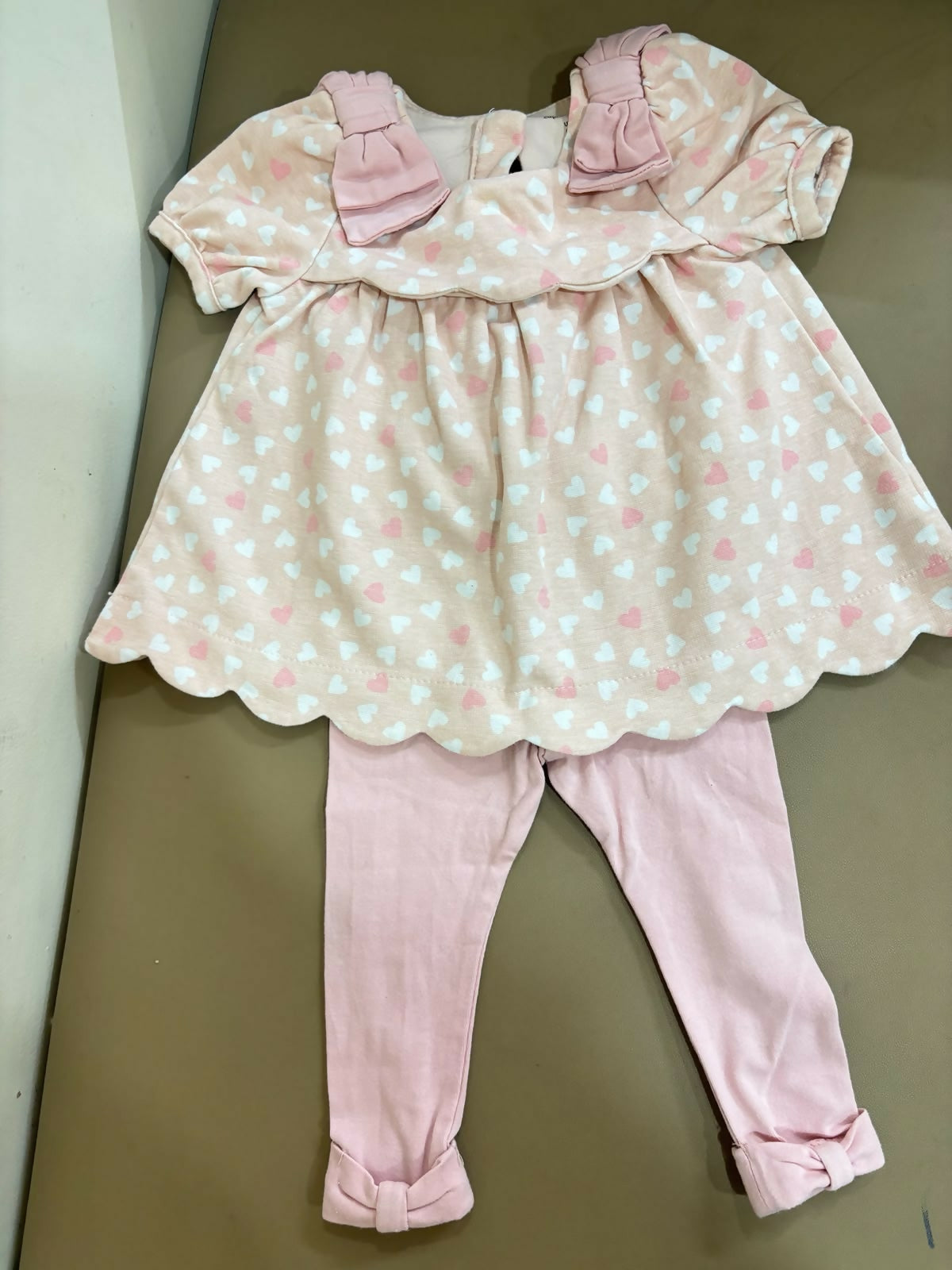 CASHMERES & CUPCAKES imported blouse, leggings, and matching bellies set featuring coordinated styling, soft comfortable fabric, and a complete outfit for outings, celebrations, and special occasions.