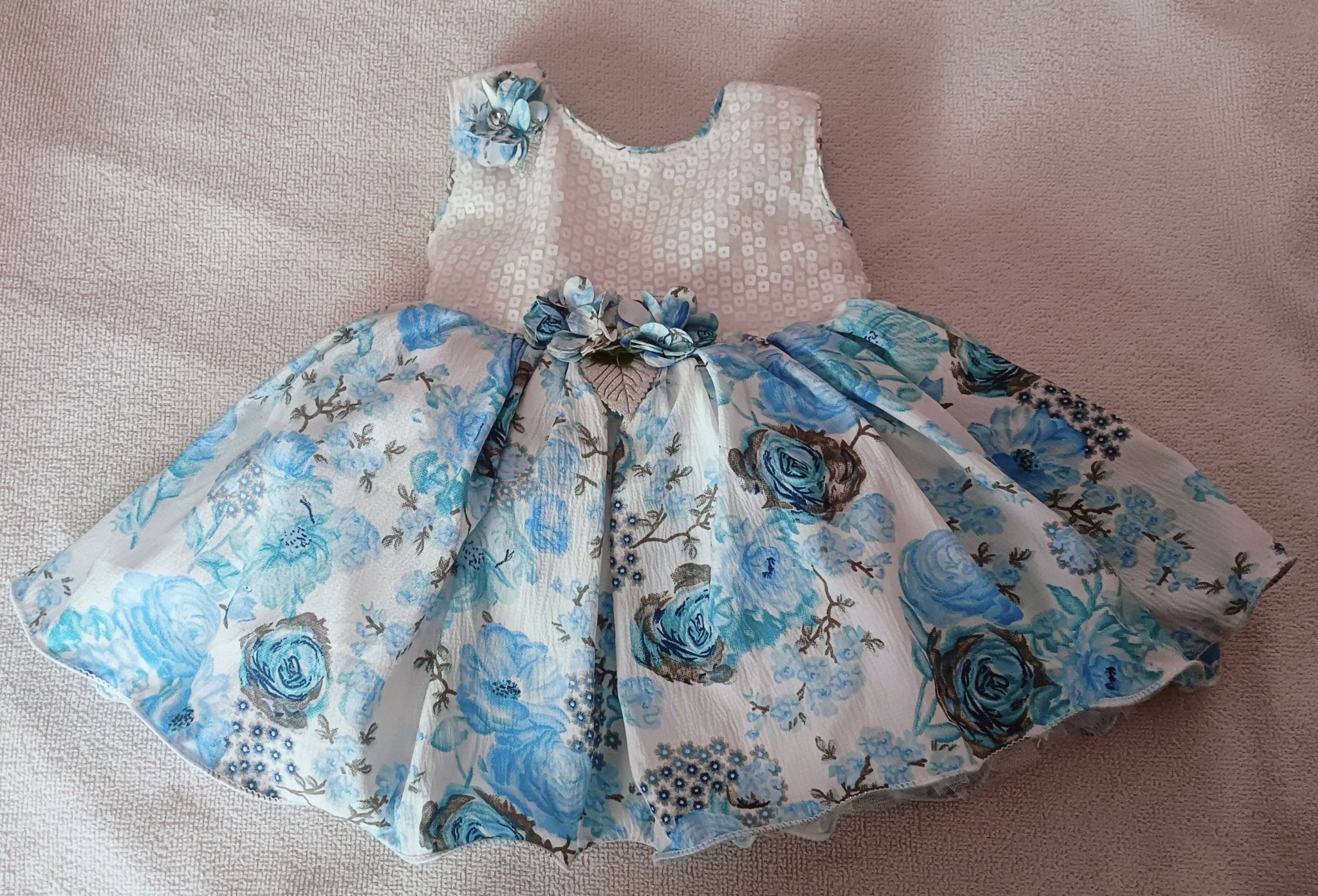 Blue Floral Party Wear Frock featuring a beautiful floral design, elegant silhouette, and comfortable fit for birthdays, weddings, festive celebrations, parties, and special occasions.