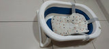 Babyhug Foldable Bathtub with Printed Cushion - Blue White