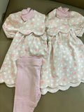 CASHMERES & CUPCAKES imported blouse, leggings, and matching bellies set featuring coordinated styling, soft comfortable fabric, and a complete outfit for outings, celebrations, and special occasions.