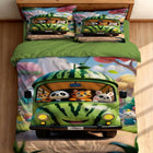 Bedding set with green van and animal design 