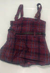 Girls Burgundy & Blue Checked Pinafore Dress With T-Shirt & Belt (Girls) 12 months