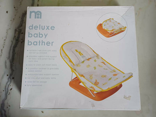 Make bath time safe and comfy with the MOTHERCARE Deluxe Baby Bather, offering adjustable support, cushioned seating, and a secure non-slip base!